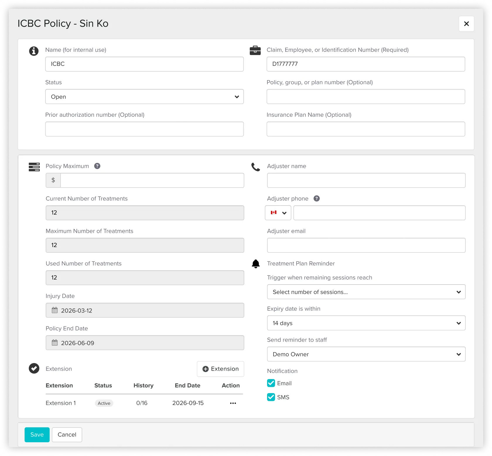 Connected case history and approval periods highlighted