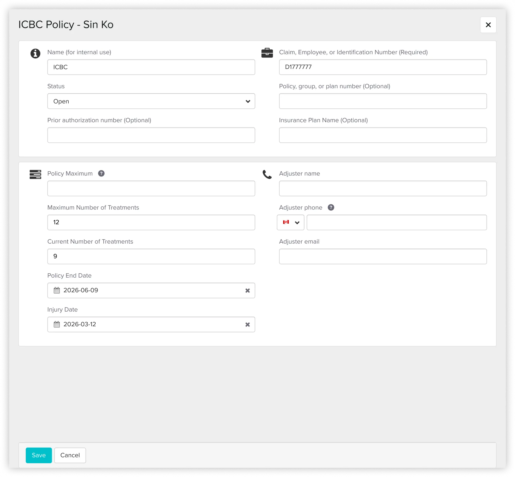 Original policy details with the manual workflow highlighted