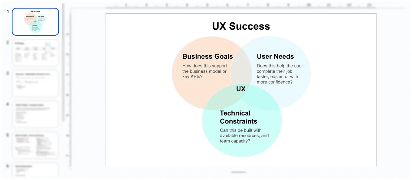 UX project documentation establishing shared goals, questions and deliverables
